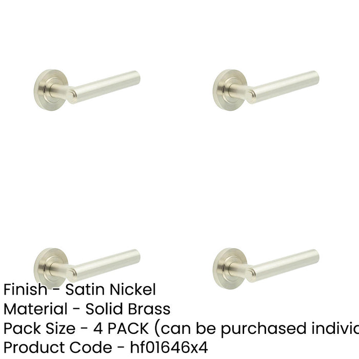 PACK Luxurious Satin Nickel Door Handle with Customizable Roses Solid Brass Interior Handle-1