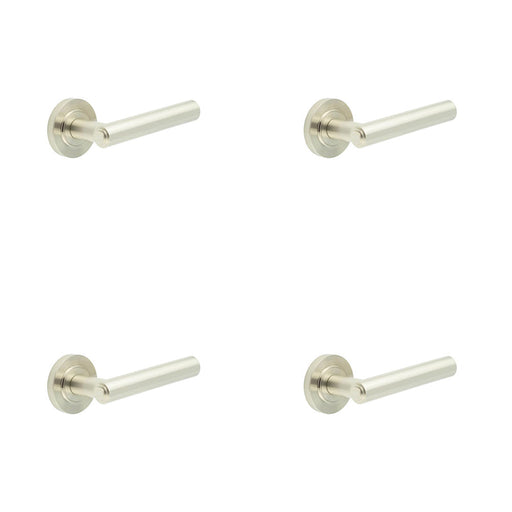 PACK Luxurious Satin Nickel Door Handle with Customizable Roses Solid Brass Interior Handle