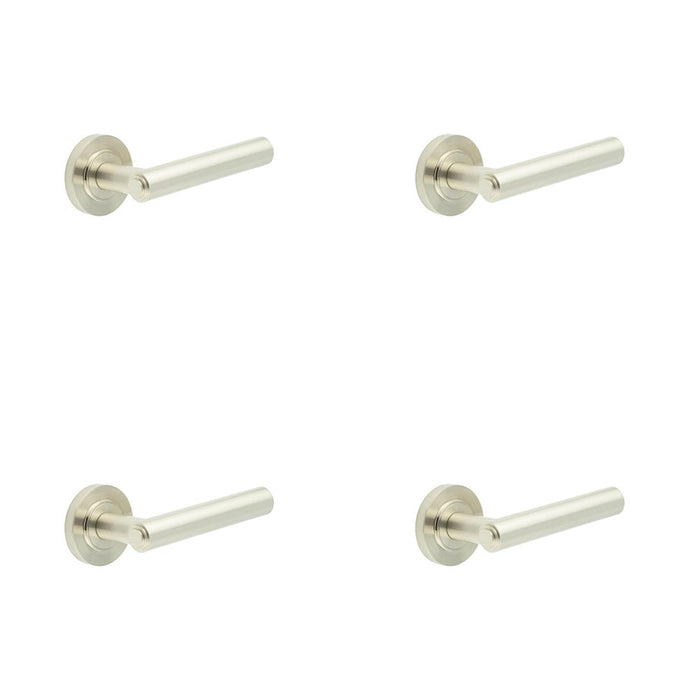 PACK Luxurious Satin Nickel Door Handle with Customizable Roses Solid Brass Interior Handle