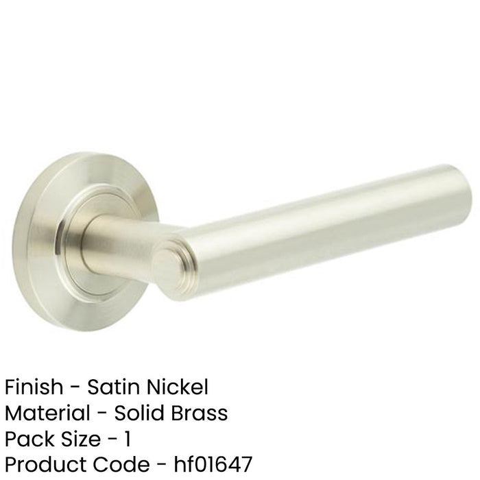 Luxurious Satin Nickel Door Handle with Chamfered Rose Design Solid Brass Interior Handle-1