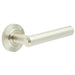 Luxurious Satin Nickel Door Handle with Chamfered Rose Design Solid Brass Interior Handle