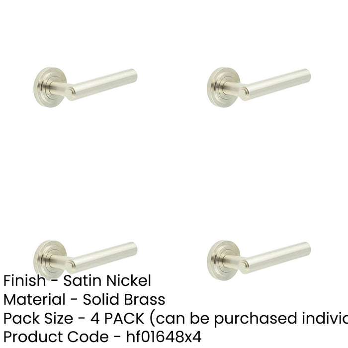PACK Elegant Satin Nickel Door Handle with Stepped Rose Design Solid Brass Interior Handle (3)-1
