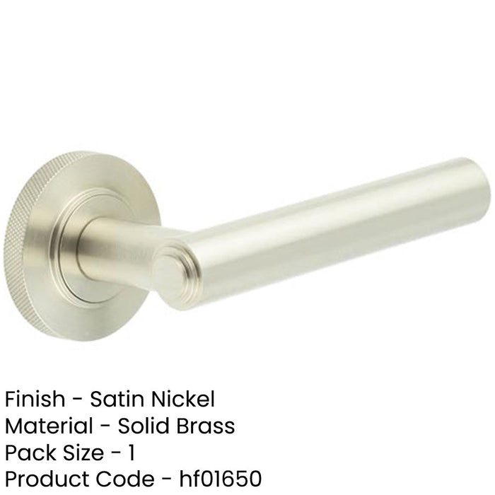 Premium Knurled Satin Nickel Door Handle with Customizable Roses Solid Brass Interior Handle-1