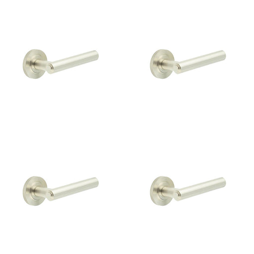 PACK Premium Knurled Satin Nickel Door Handle with Customizable Roses Solid Brass Interior Handle