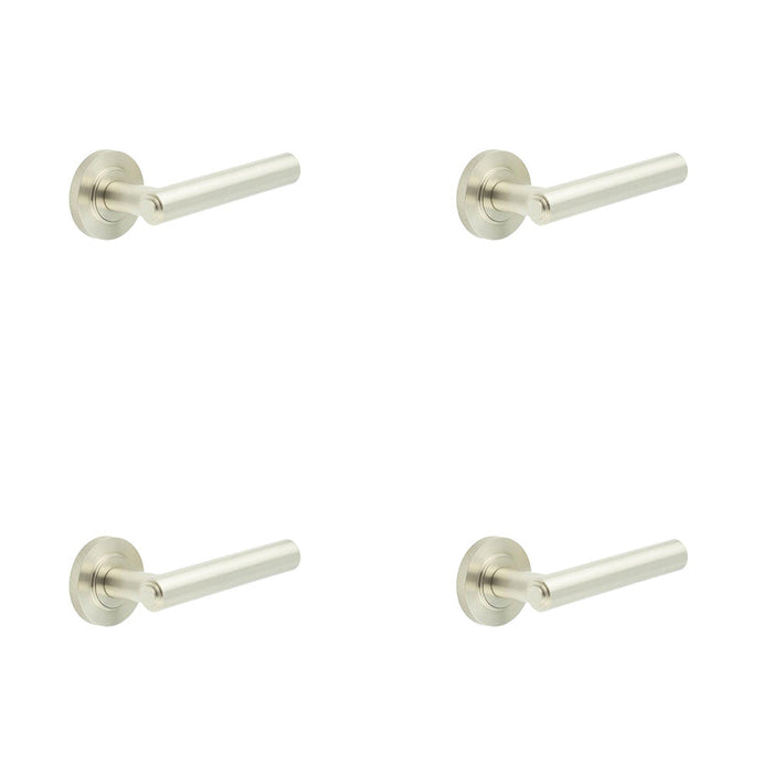 PACK Premium Knurled Satin Nickel Door Handle with Customizable Roses Solid Brass Interior Handle