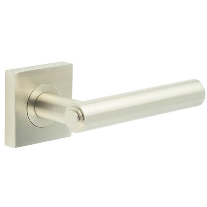 Elegant Satin Nickel Square Door Handle Luxurious Interiors Solid Brass Interior Handle (1)