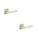 PACK Elegant Satin Nickel Square Door Handle Luxurious Interiors Solid Brass Interior Handle (3)