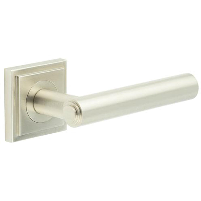 Luxurious Satin Nickel Square Door Handle Stylish Interiors Solid Brass Interior Handle