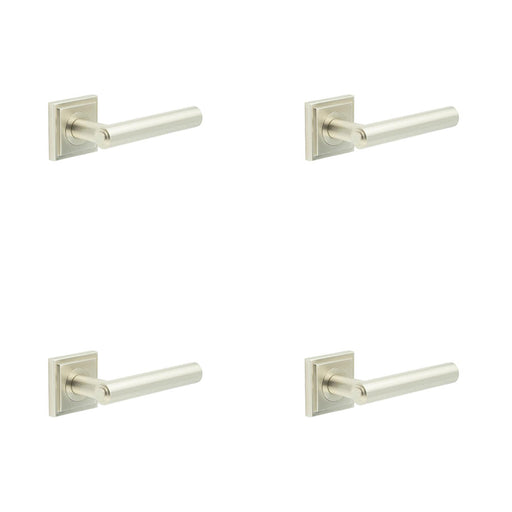 PACK Luxurious Satin Nickel Square Door Handle Stylish Interiors Solid Brass Interior Handle