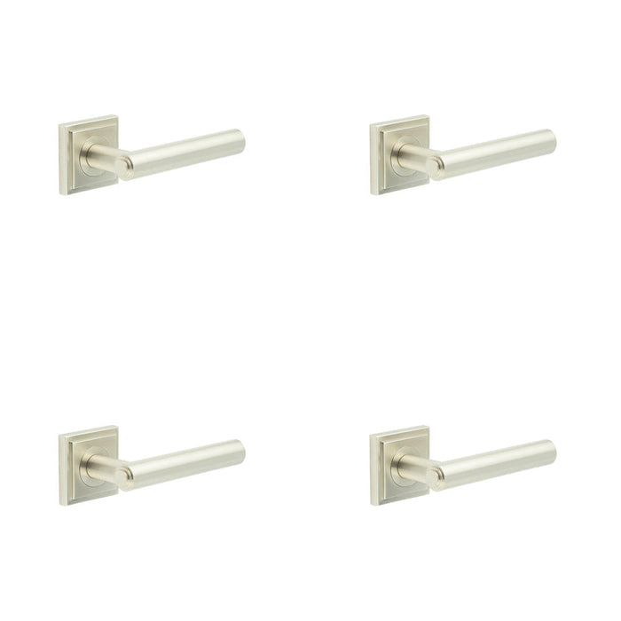 PACK Luxurious Satin Nickel Square Door Handle Stylish Interiors Solid Brass Interior Handle