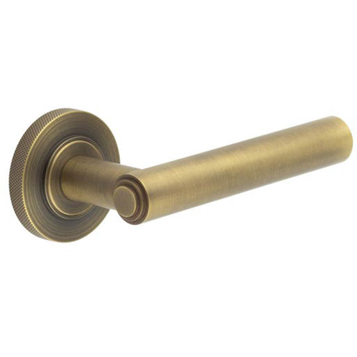 Luxurious Antique Brass Door Handle with Knurled Design Solid Brass Interior Handle