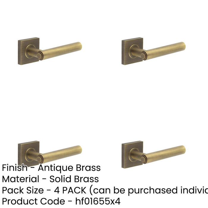 PACK Luxurious Antique Brass Square Door Handle Elegant Spaces Solid Brass Interior Handle-1