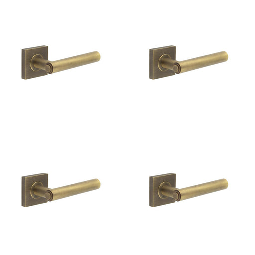 PACK Luxurious Antique Brass Square Door Handle Elegant Spaces Solid Brass Interior Handle