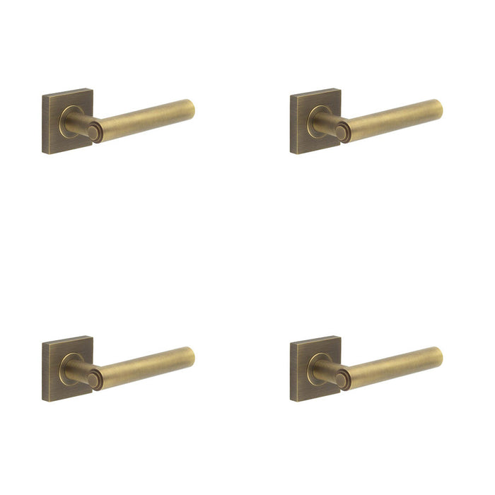 PACK Luxurious Antique Brass Square Door Handle Elegant Spaces Solid Brass Interior Handle