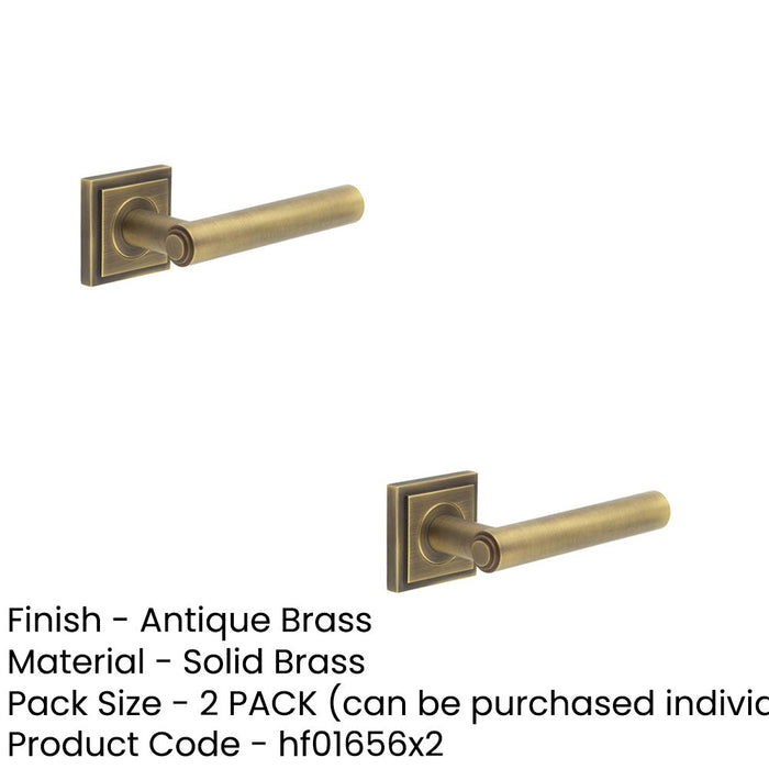 PACK Luxurious Square Stepped Antique Brass Door Handle Home Solid Brass Interior Handle (1)-1