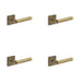 PACK Luxurious Square Stepped Antique Brass Door Handle Home Solid Brass Interior Handle