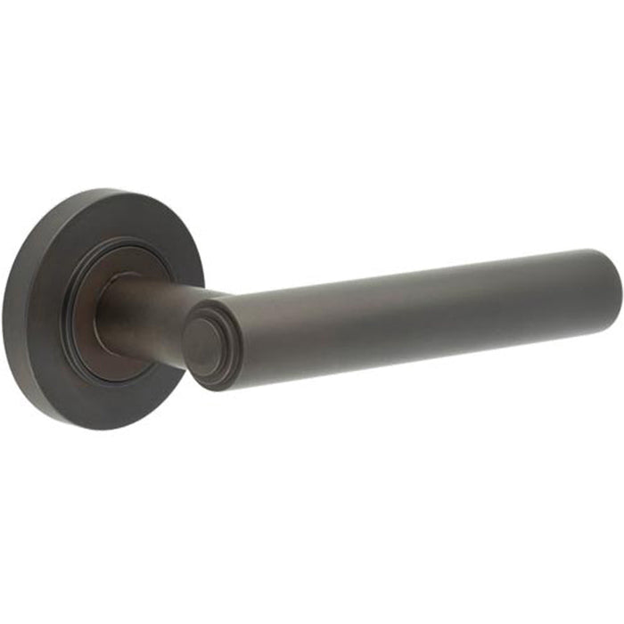 Elegant Dark Bronze Door Handle with Customizable Roses Solid Brass Interior Handle