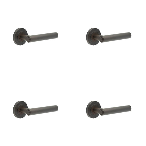 PACK Elegant Dark Bronze Door Handle with Customizable Roses Solid Brass Interior Handle