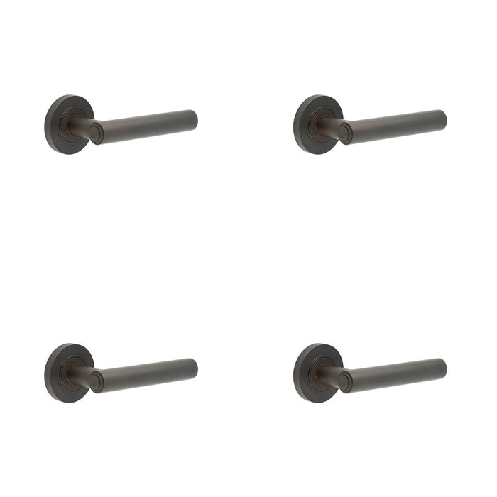 PACK Elegant Dark Bronze Door Handle with Customizable Roses Solid Brass Interior Handle