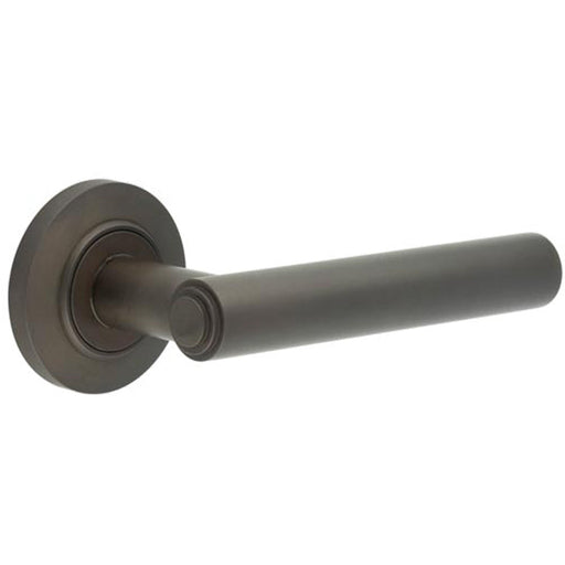 Elegant Chamfered Rose Dark Bronze Door Handle Luxurious Interiors Solid Brass Interior Handle