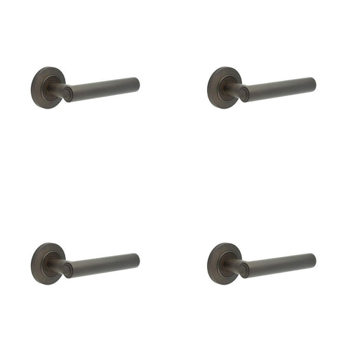 PACK Elegant Chamfered Rose Dark Bronze Door Handle Luxurious Interiors Solid Brass Interior Handle