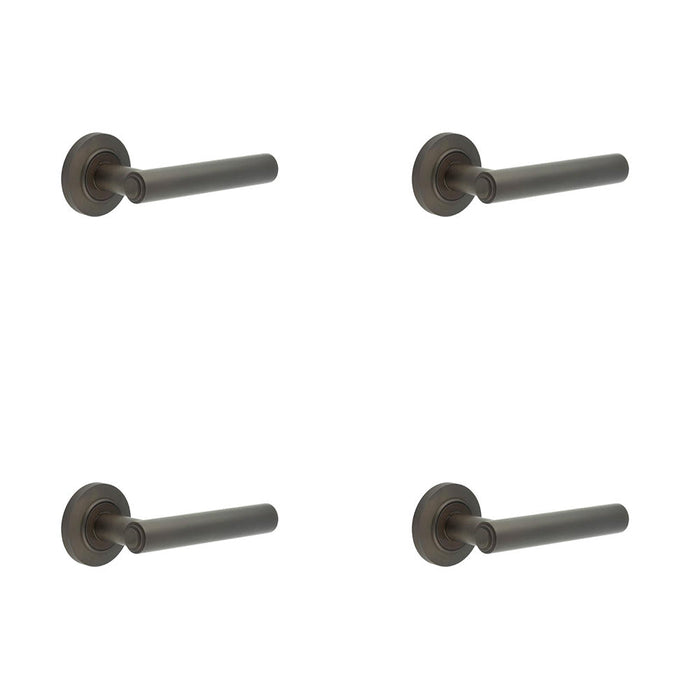 PACK Elegant Chamfered Rose Dark Bronze Door Handle Luxurious Interiors Solid Brass Interior Handle