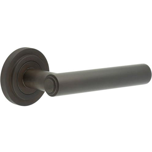 Luxurious Dark Bronze Door Handle with Stepped Rose Design Solid Brass Interior Handle