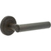 Luxurious Dark Bronze Door Handle with Stepped Rose Design Solid Brass Interior Handle