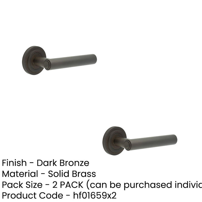 PACK Luxurious Dark Bronze Door Handle with Stepped Rose Design Solid Brass Interior Handle (1)-1