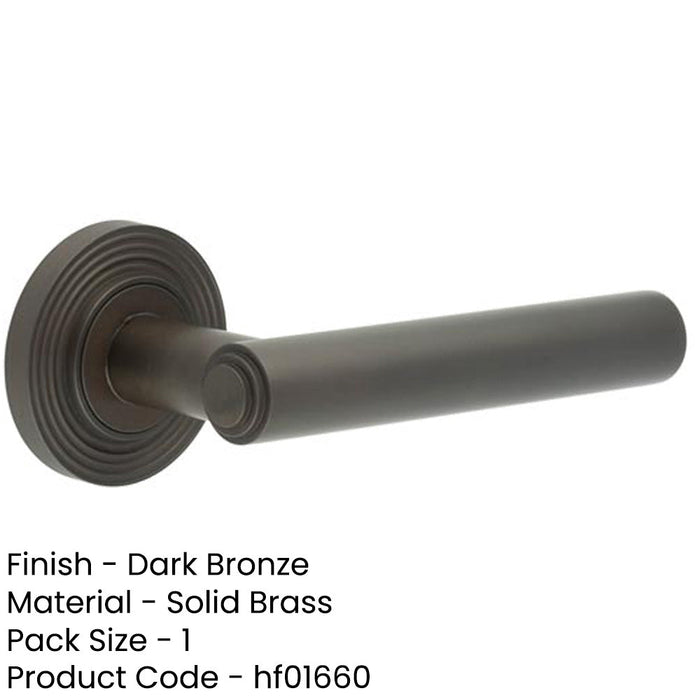 Reeded Rose Dark Bronze Door Handle Solid Brass Luxury Solid Brass Interior Handle-1