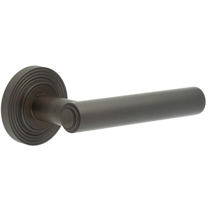 Reeded Rose Dark Bronze Door Handle Solid Brass Luxury Solid Brass Interior Handle