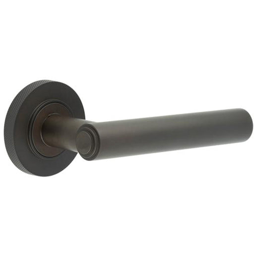 Luxurious Knurled Door Handle Dark Bronze Finish Solid Brass Interior Handle