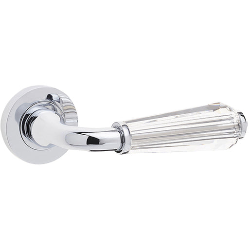 Elegant Fluted Glass Door Handle Polished Chrome Interior Handle