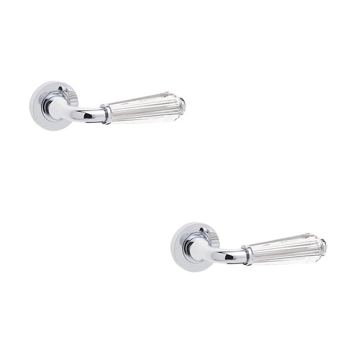 PACK Elegant Fluted Glass Door Handle Polished Chrome Interior Handle (1)