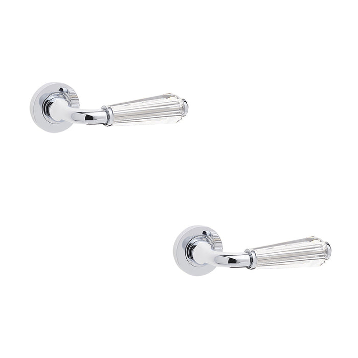 PACK Elegant Fluted Glass Door Handle Polished Chrome Interior Handle (1)