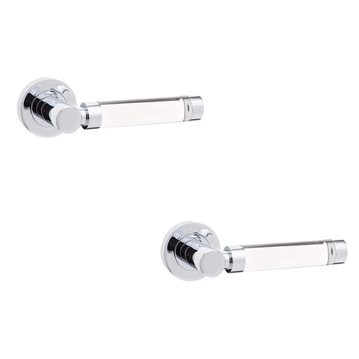 PACK Elegant Glass Polished Chrome Door Handle Modern Interiors Interior Handle (1)