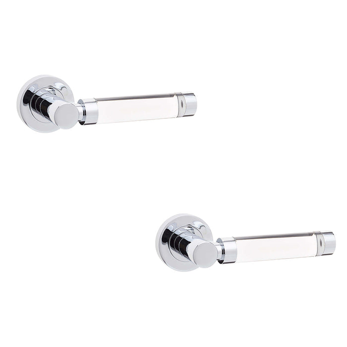 PACK Elegant Glass Polished Chrome Door Handle Modern Interiors Interior Handle (1)