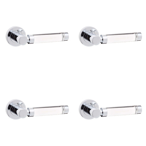 PACK Elegant Glass Polished Chrome Door Handle Modern Interiors Interior Handle