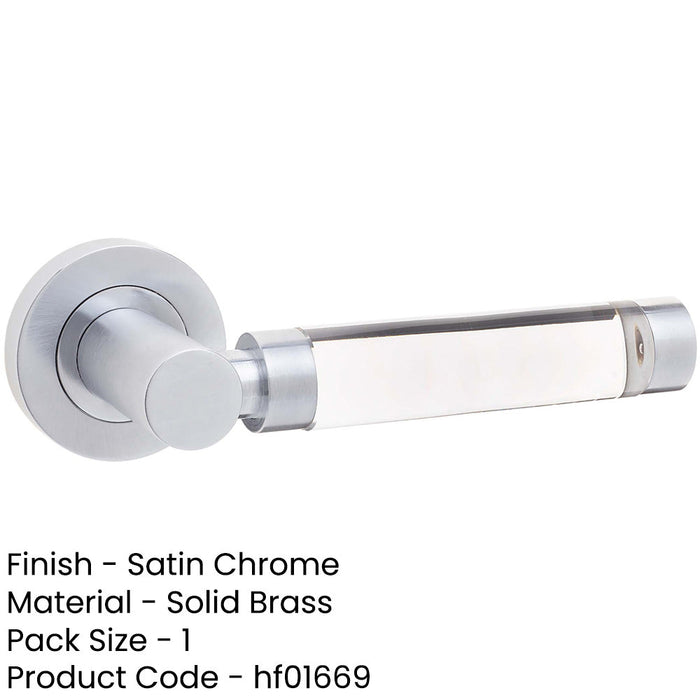 Elegant Glass Satin Chrome Door Handle Rose Interior Handle-1