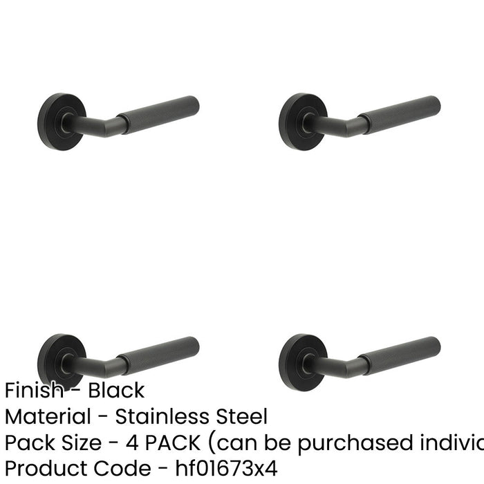 PACK Stylish Three Diamond Knurled Black Door Handle Modern Spaces Interior Handle-1