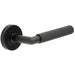 Durable Three Linear Knurled Door Handle Black Finish Interior Handle