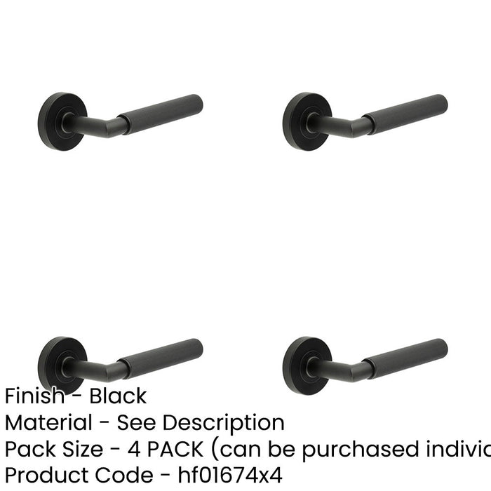 PACK Durable Three Linear Knurled Door Handle Black Finish Interior Handle-1