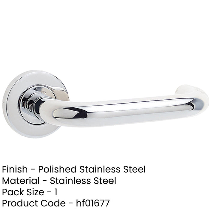 Contemporary 19mm Door Handle with Sprung Rose Polished Grade Stainless Steel Interior Handle-1