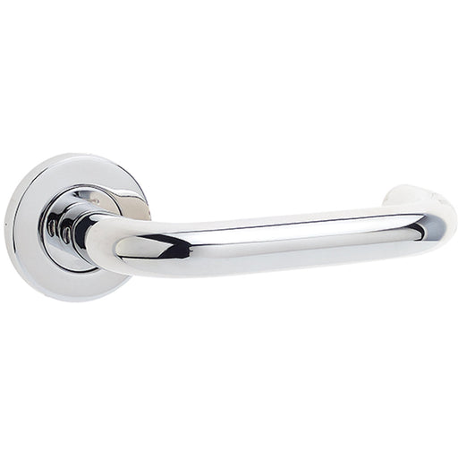 Contemporary 19mm Door Handle with Sprung Rose Polished Grade Stainless Steel Interior Handle