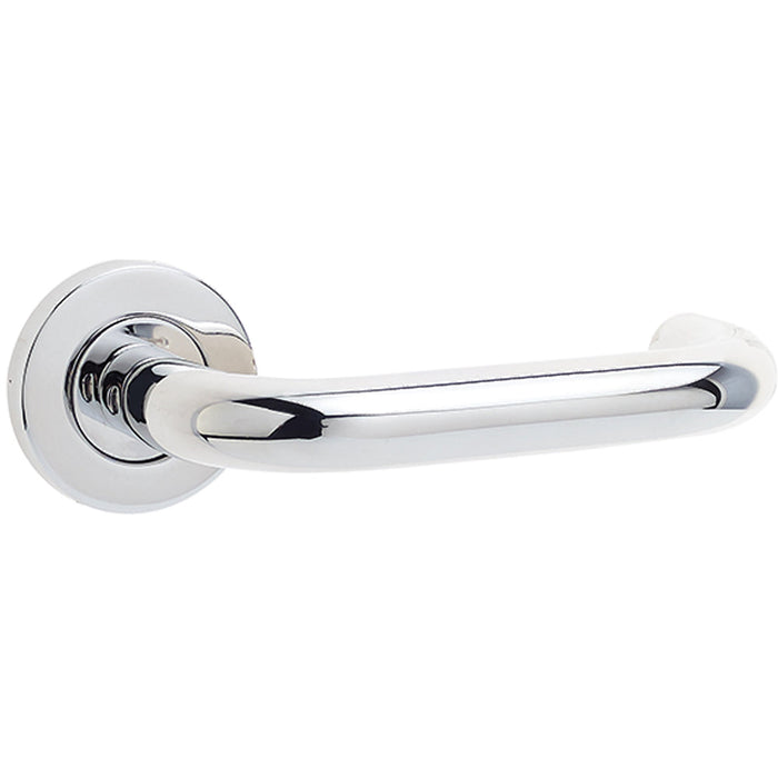 Contemporary 19mm Door Handle with Sprung Rose Polished Grade Stainless Steel Interior Handle