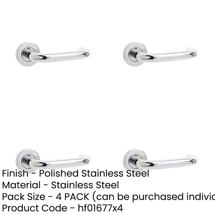 PACK Contemporary 19mm Door Handle with Sprung Rose Polished Grade Stainless Steel Interior Handle-1