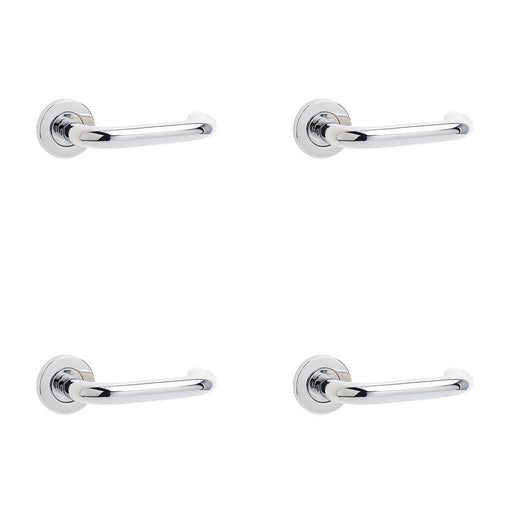 PACK Contemporary 19mm Door Handle with Sprung Rose Polished Grade Stainless Steel Interior Handle