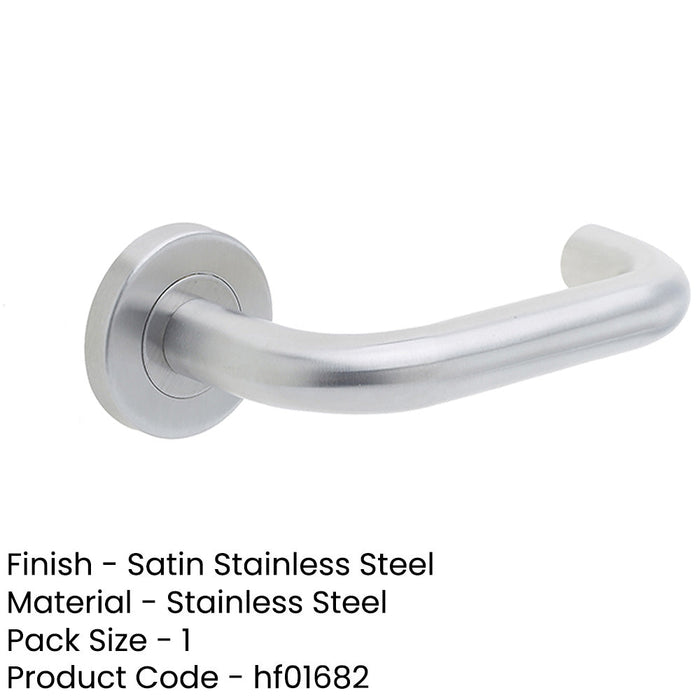 Contemporary 19mm Satin Stainless Steel Door Handle Sprung Rose Interior Handle-1