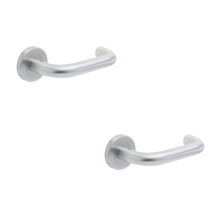 PACK Contemporary 19mm Satin Stainless Steel Door Handle Sprung Rose Interior Handle (3)