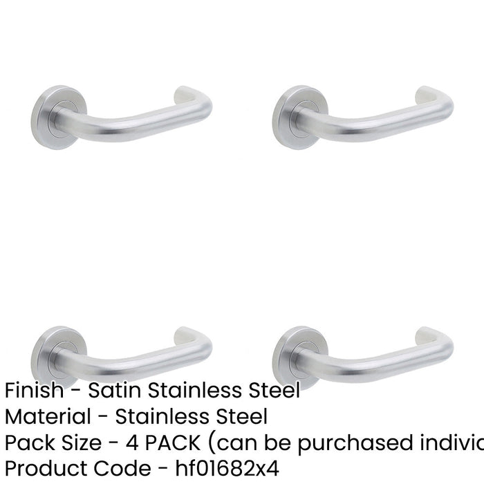 PACK Contemporary 19mm Satin Stainless Steel Door Handle Sprung Rose Interior Handle (1)-1